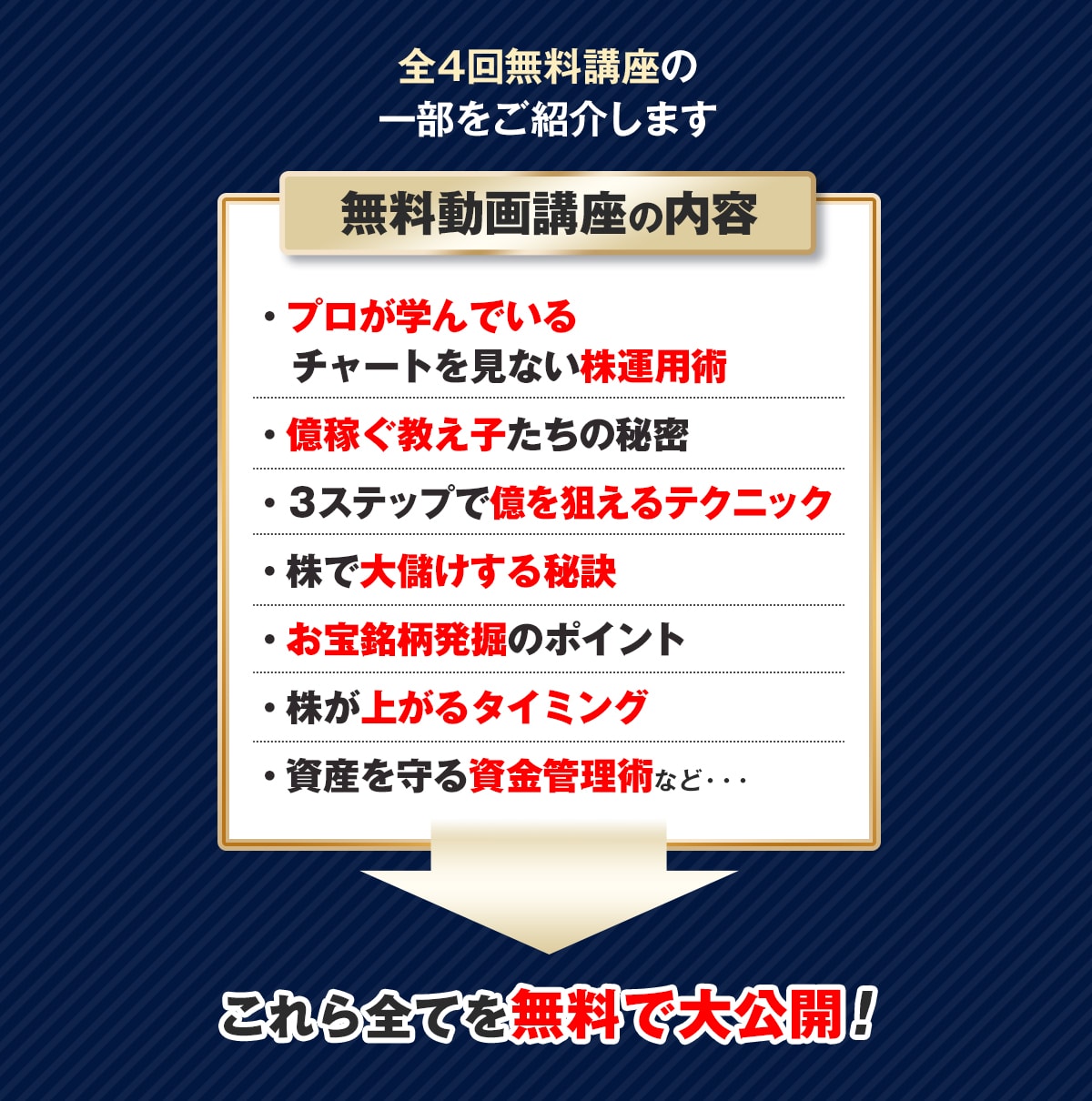全4回の無料動画講座の内容紹介